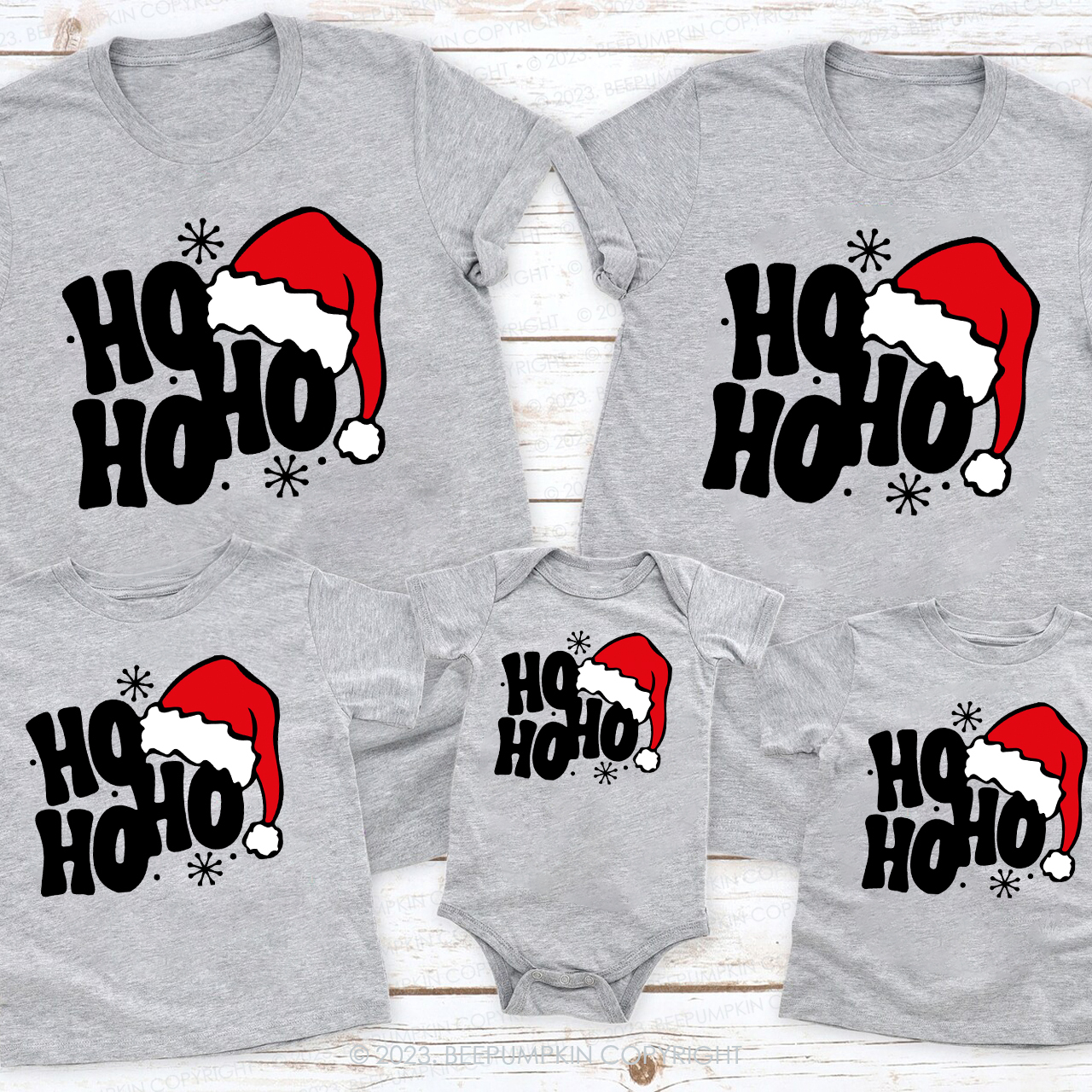 Retro Merry Christmas Ho Ho Ho Matching Tees For Family Beepumpkin