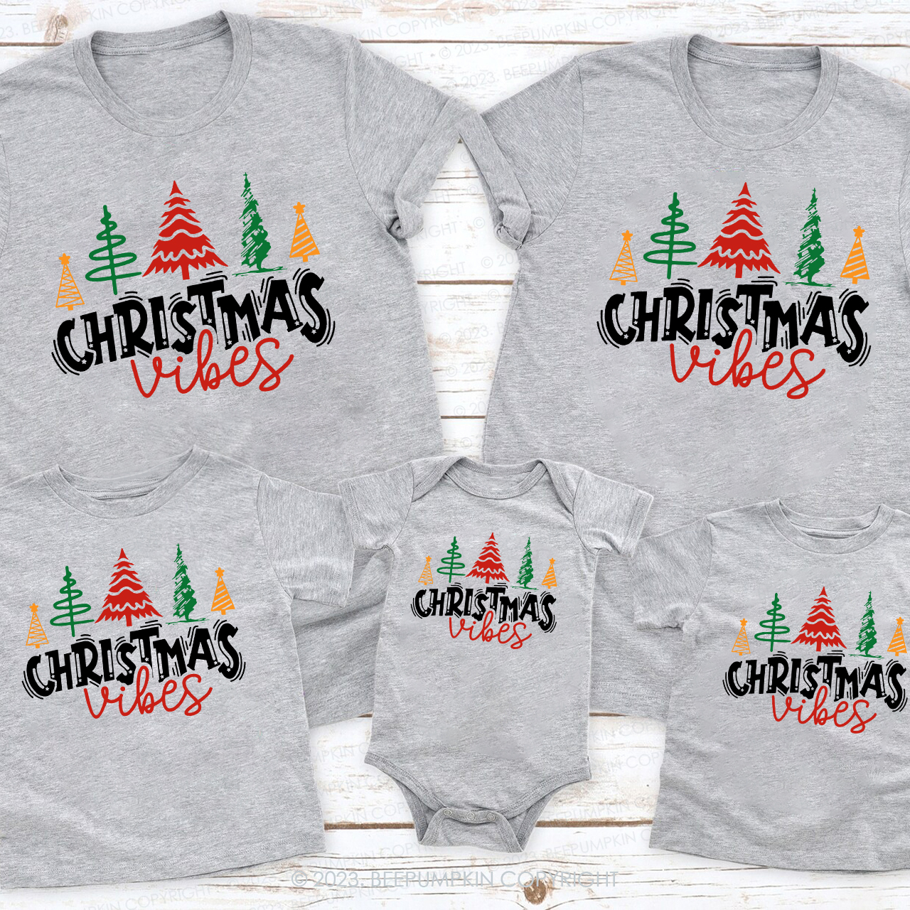 Christmas Vibes Forest Matching Tees For Family Beepumpkin