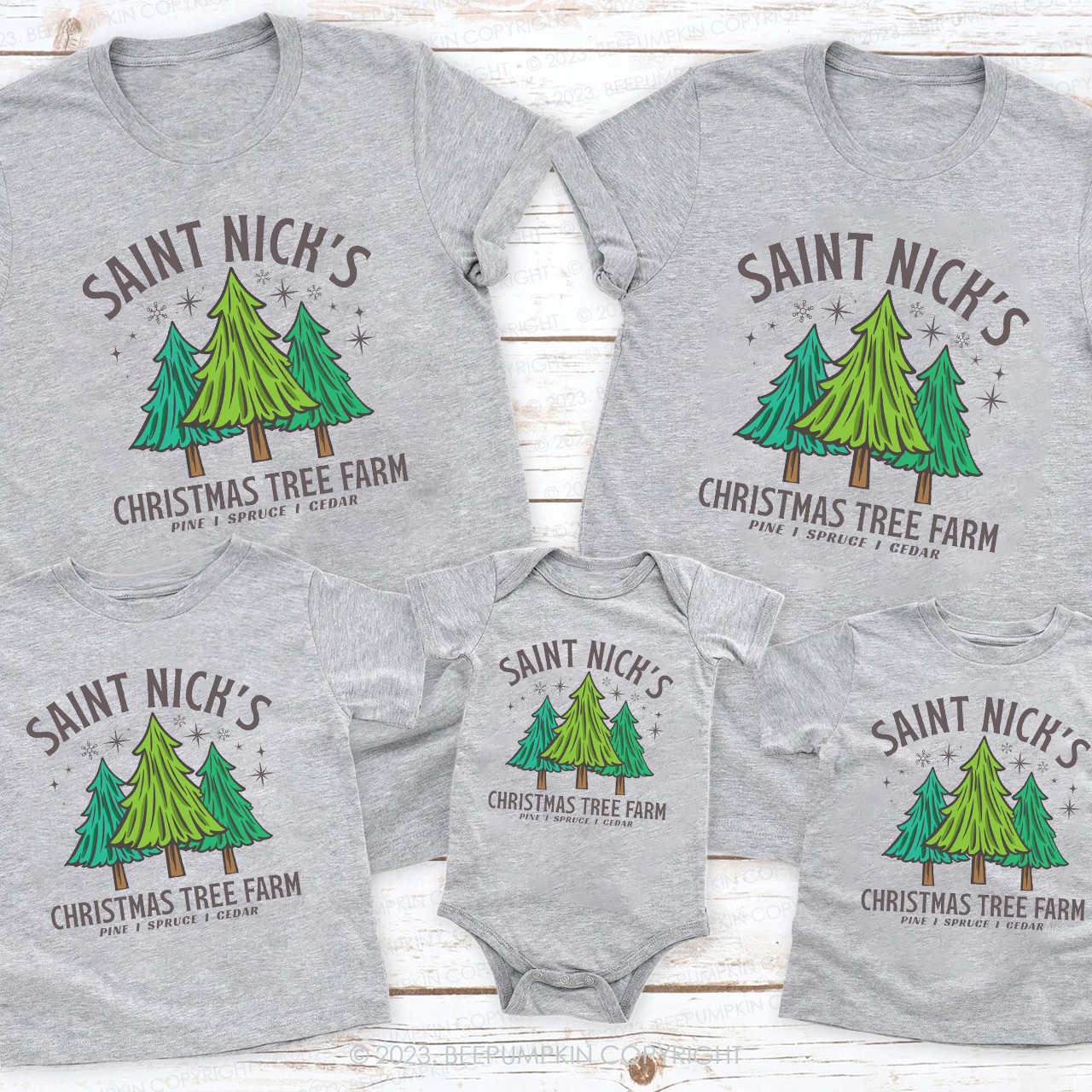 Saint Nick‘s Christmas Tree Farm Matching Tees For Family Beepumpkin