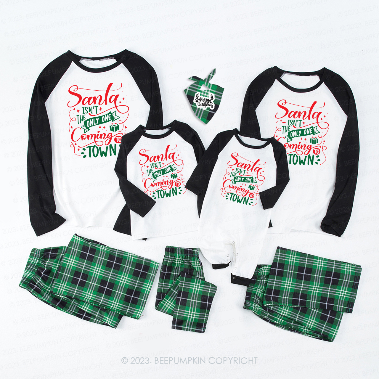 Santa Coming Town not Lonely  Matching Pajamas For Family Beepumpkin