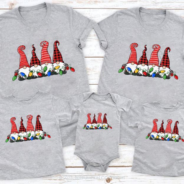 Cute Four Christmas Gnomes Family Matching Tees Beepumpkin
