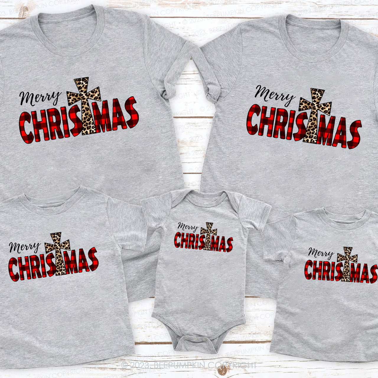 Merry Christmas Jesus Cross Family Matching Tees Beepumpkin