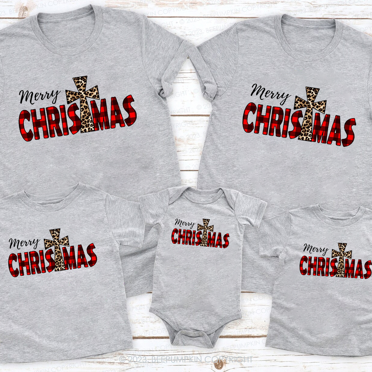Merry Christmas Jesus Cross Family Matching Tees Beepumpkin