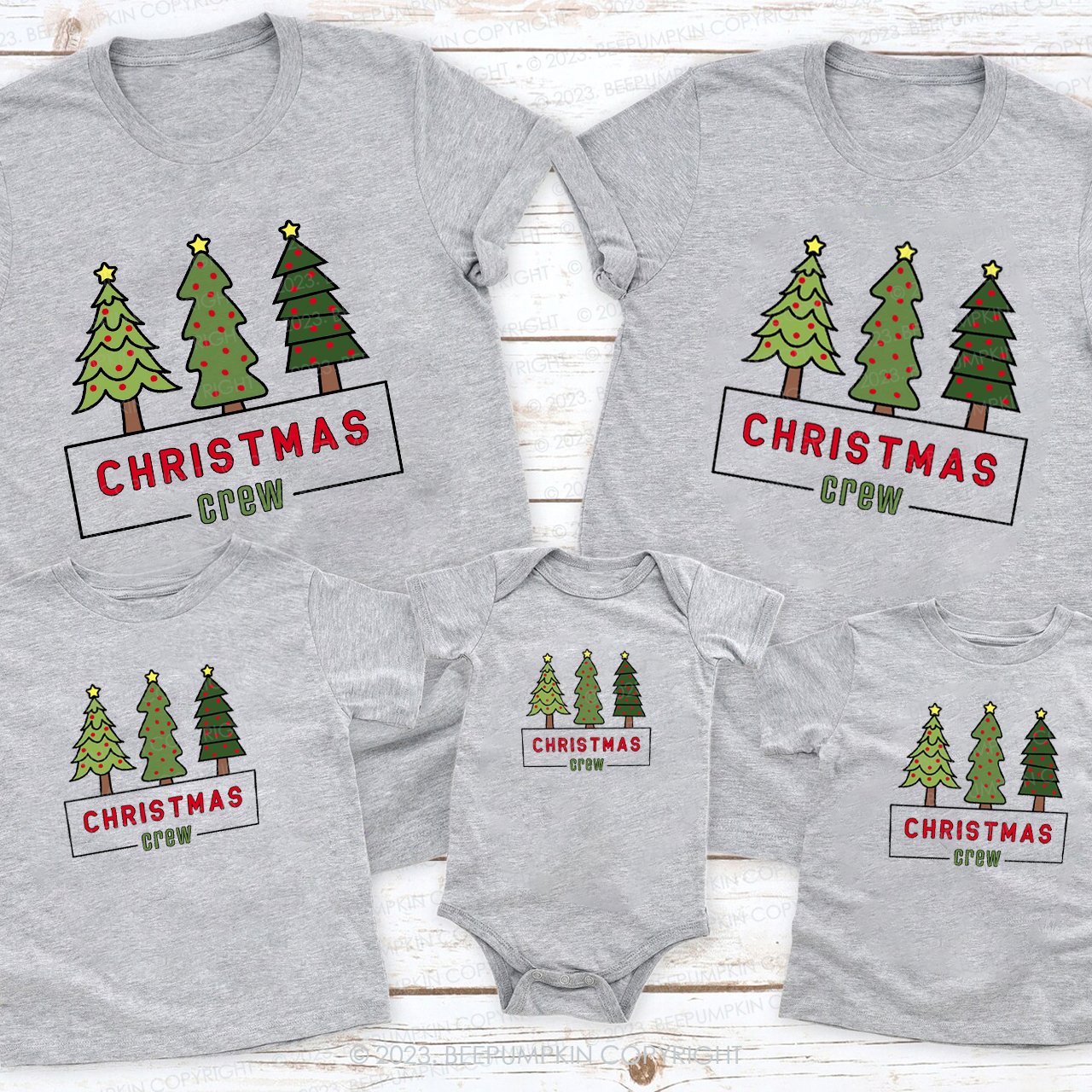 Three Christmas Trees Family HolidayMatching Tees Beepumpkin