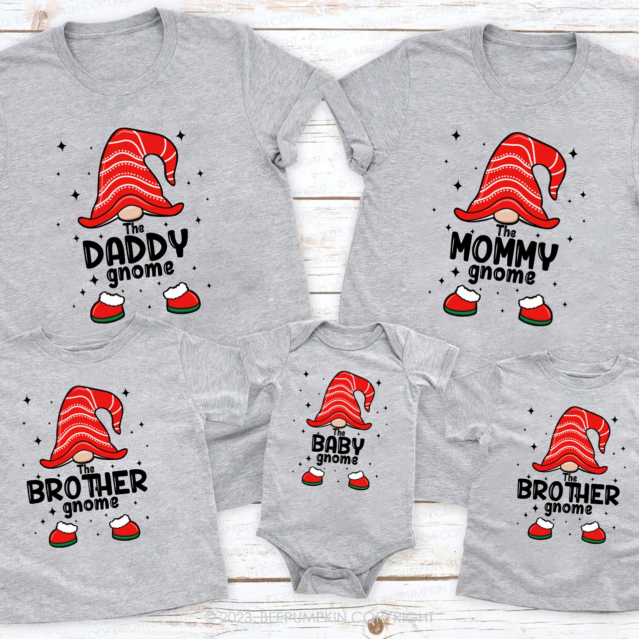 Custom Gnome Christmas Matching T-Shirts Beepumpkin