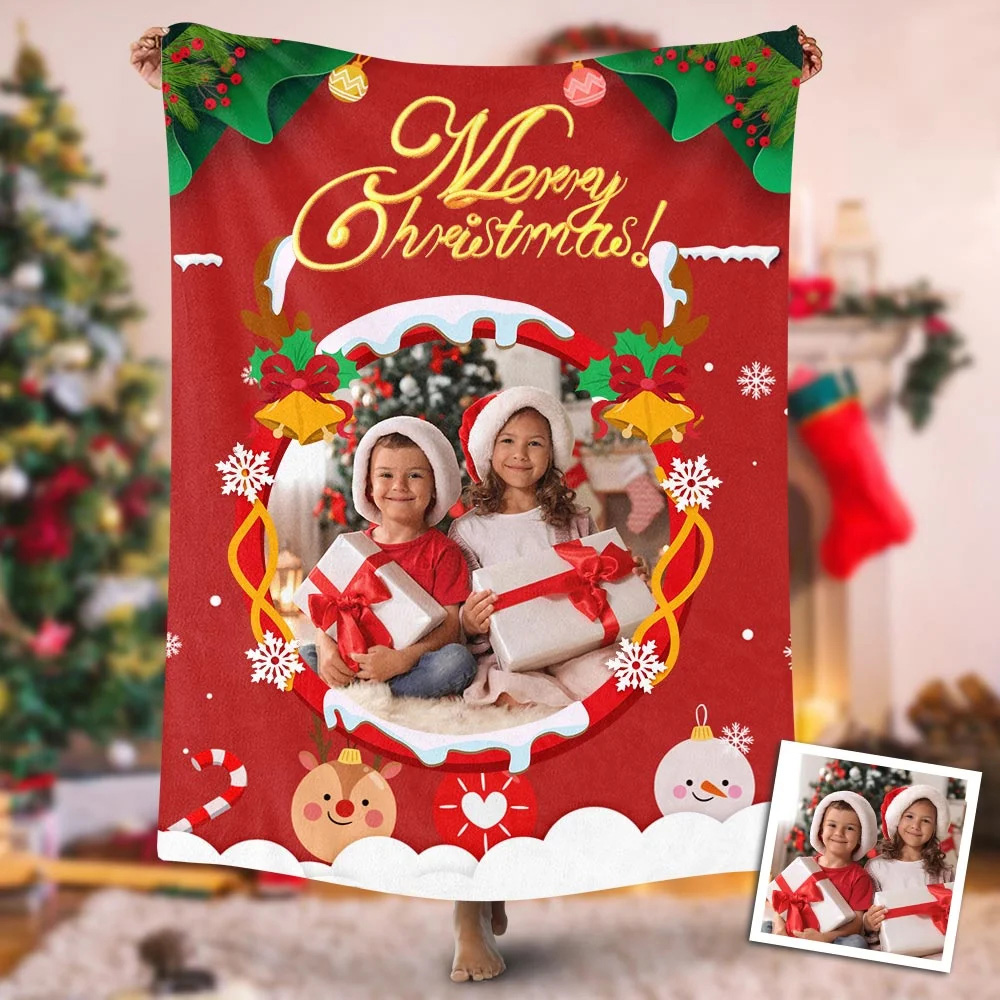 Custom Merry Christmas Family Blanket