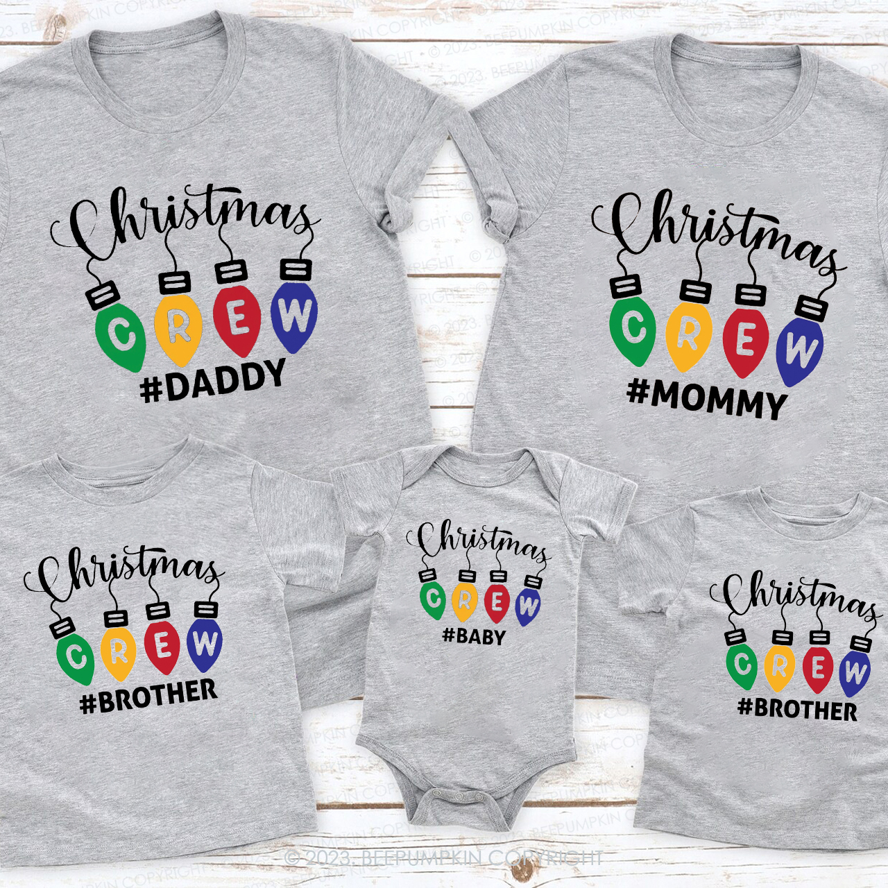 Personalized Christmas Crew Lights Family Matching Shirts Beepumpkin