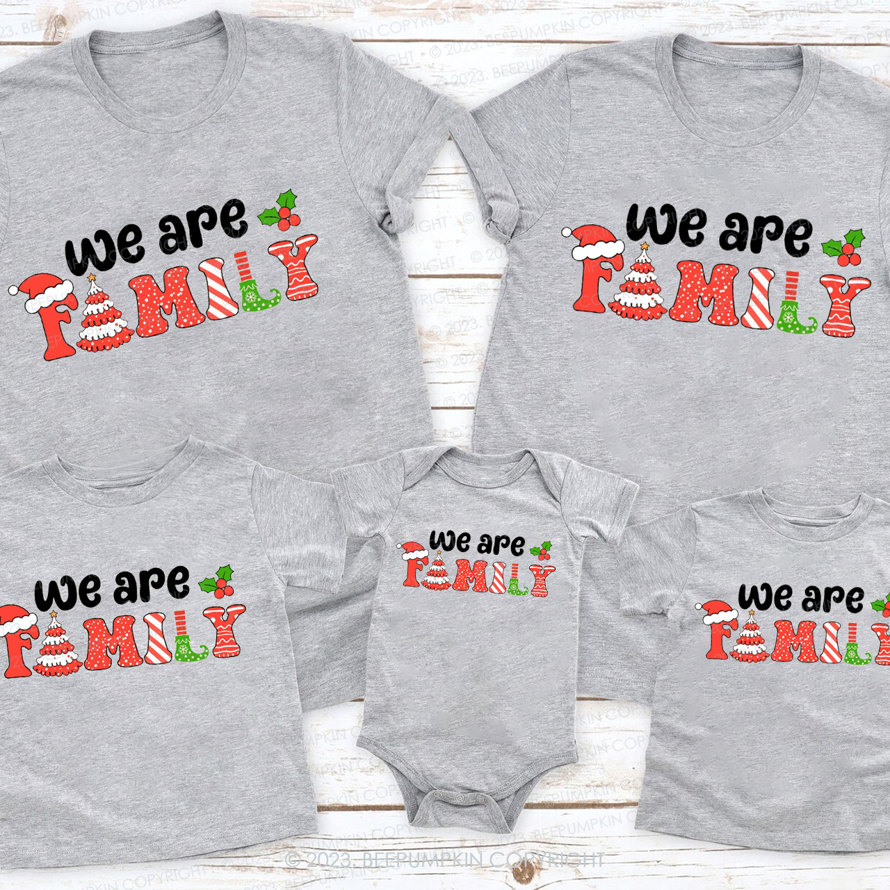 Christmas We are Family Cute Font Matching Shirts Beepumpkin