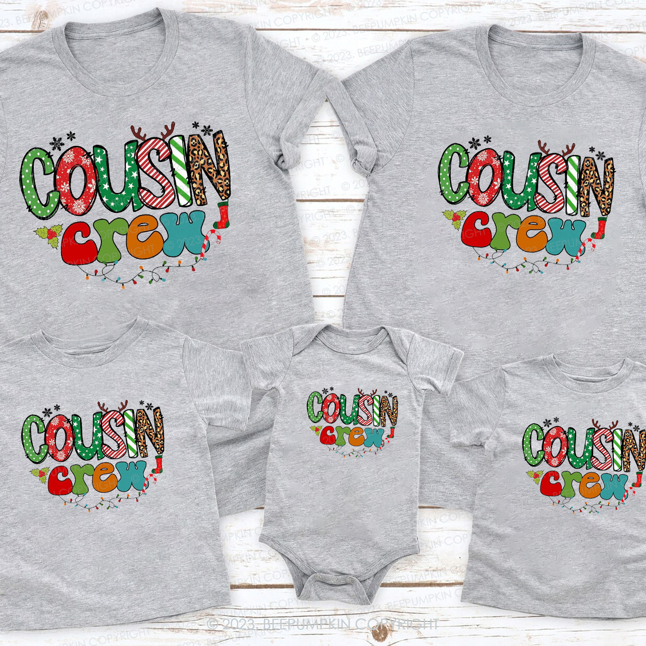 Cousin Crew Happy Christmas Family Matching Shirts Beepumpkin