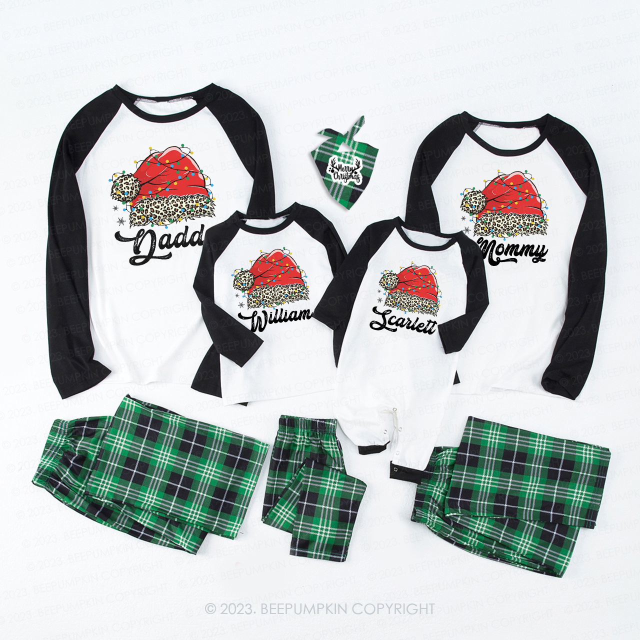 Christmas Red Santa Hat Family Matching Pajamas Beepumpkin
