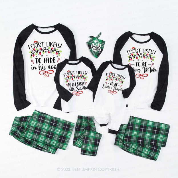 64 Quotes Most Likely And Custom Christmas Family Matching Pajamas Beepumpkin
