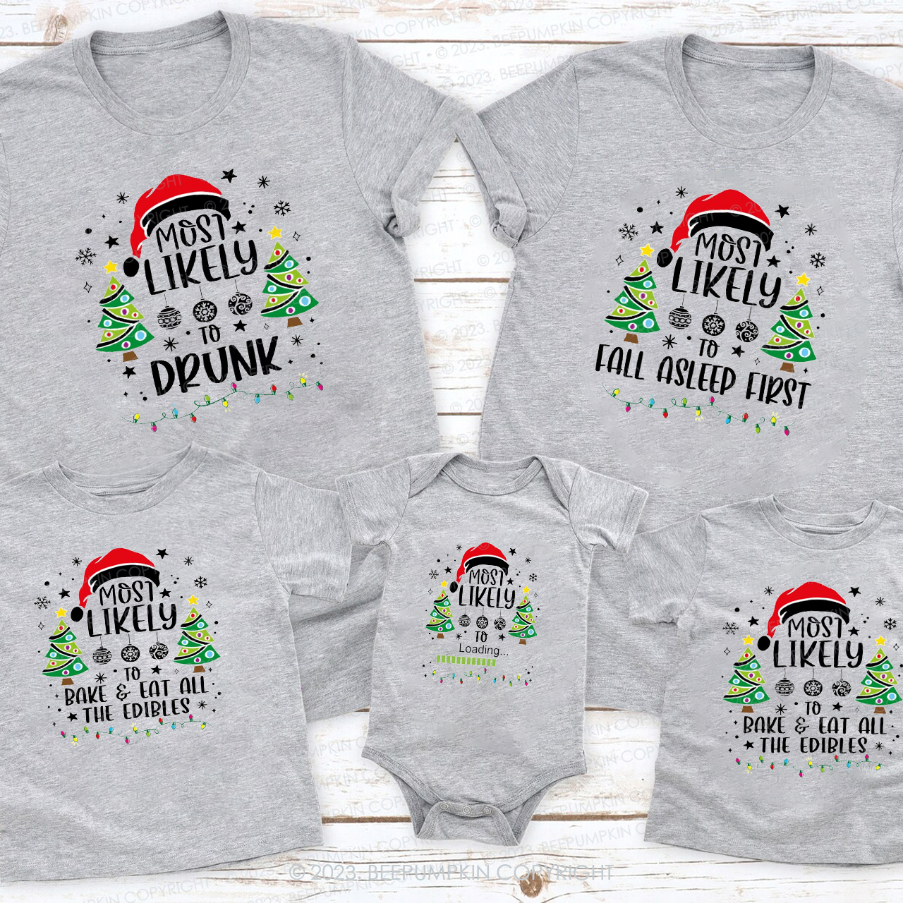 Personalized Most Likely To Santa Claus Series Matching T-Shirts Beepumpkin