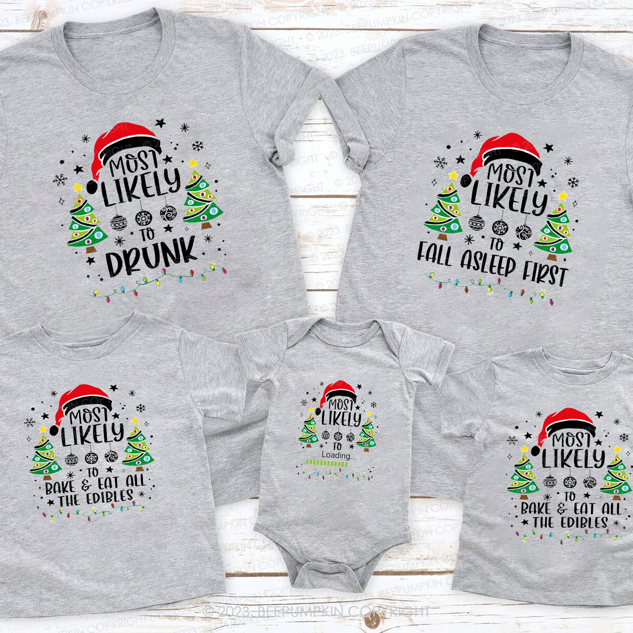 Personalized Most Likely To Santa Claus Series Matching T-Shirts Beepumpkin