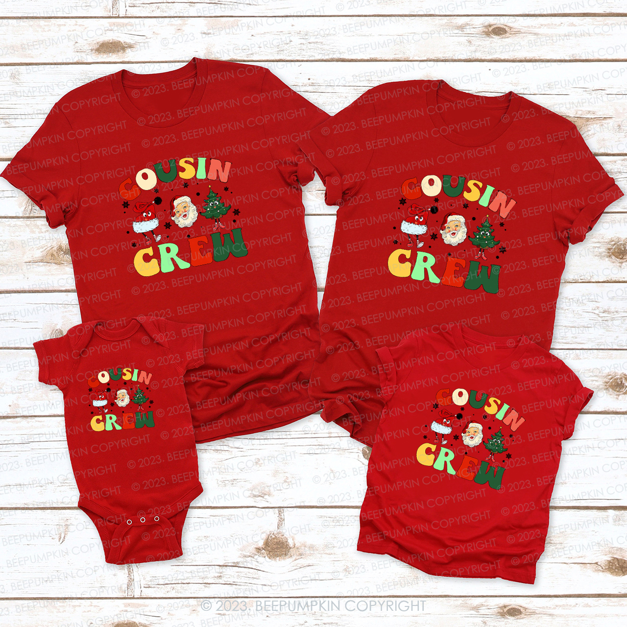 Cousin Crew Funny Christmas Family Matching T-Shirts Beepumpkin