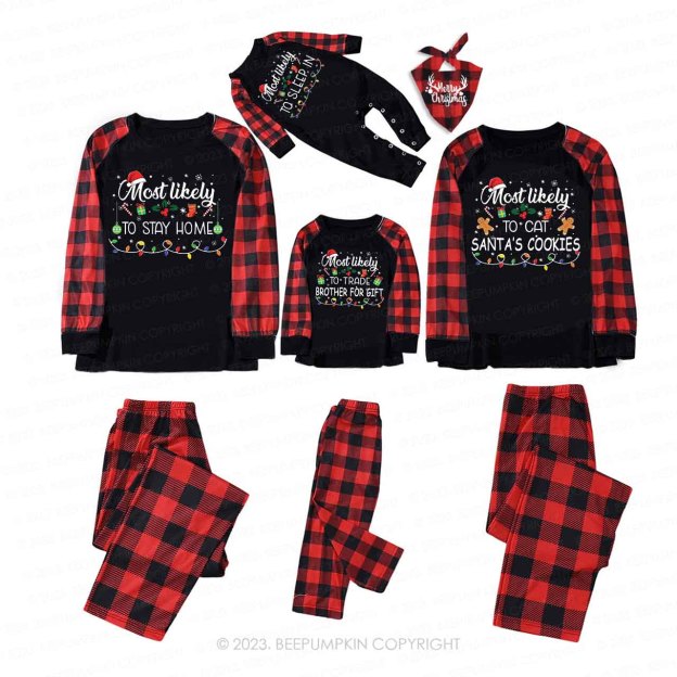 Family Matching Funny Christmas Most Likely To Pajamas Beepumpkin