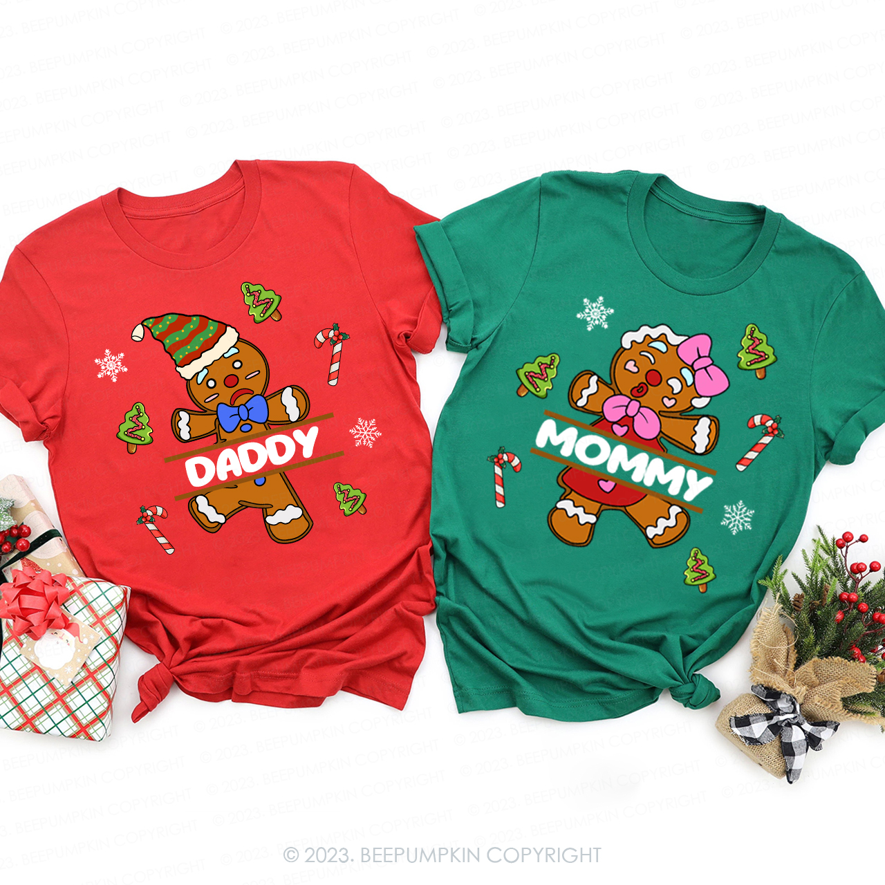 Christmas Gingerbread Man Family Matching T-Shirts Beepumpkin
