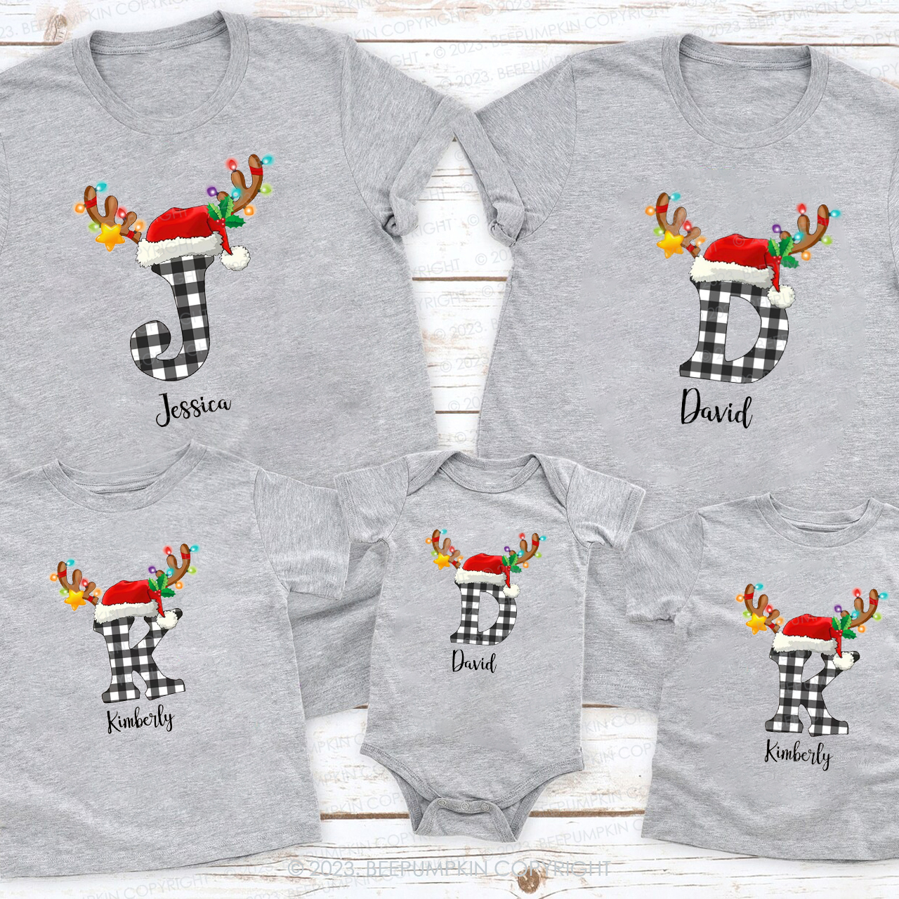 Personalized Monogrammed Christmas Family Matching Shirts Beepumpkin
