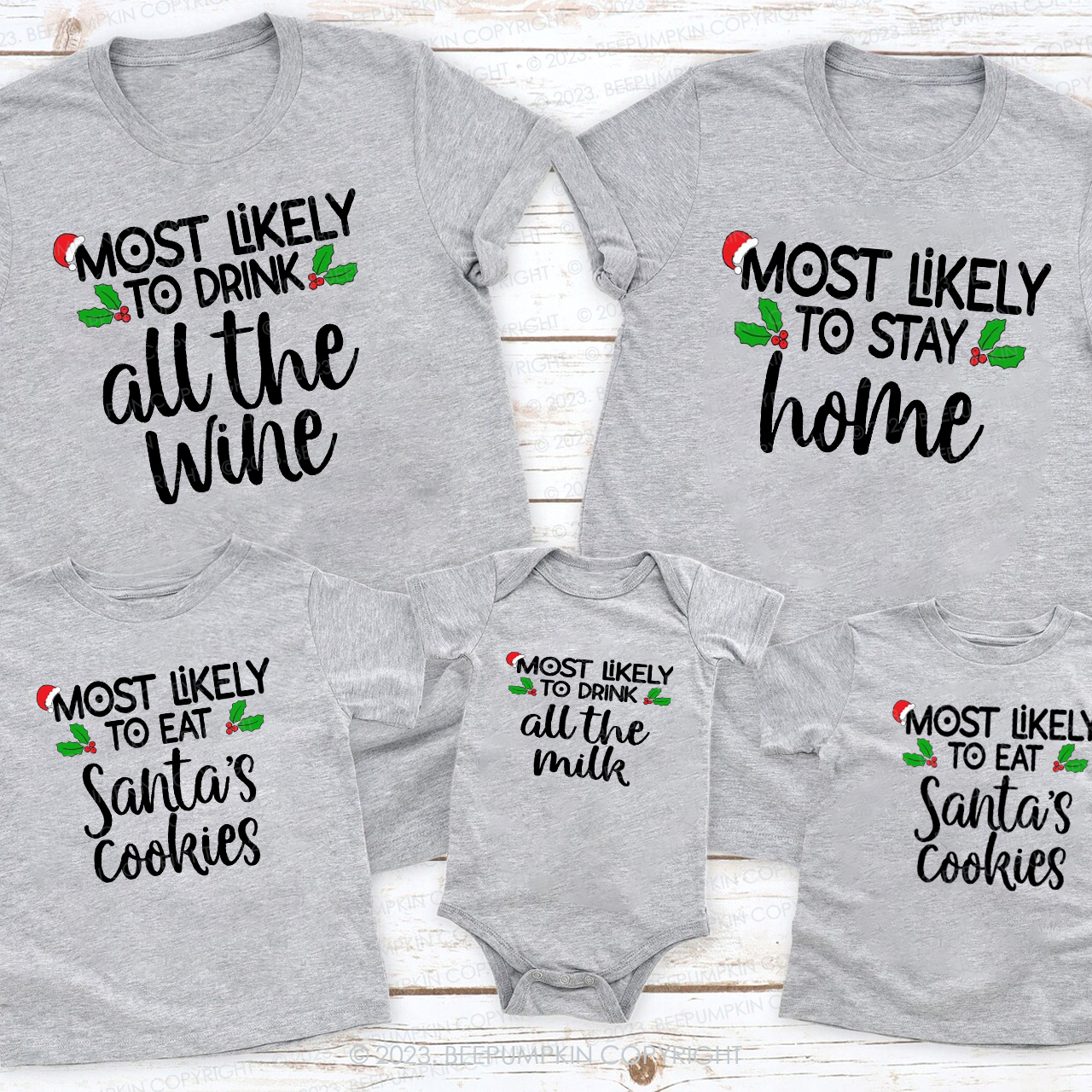 Personalized Most Likely To Funny Christmas Matching Family T-shirts Beepumpkin