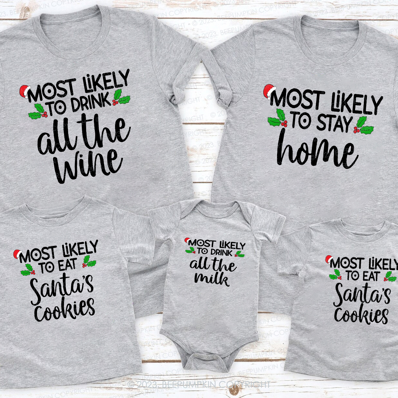 Personalized Most Likely To Funny Christmas Matching Family T-shirts Beepumpkin