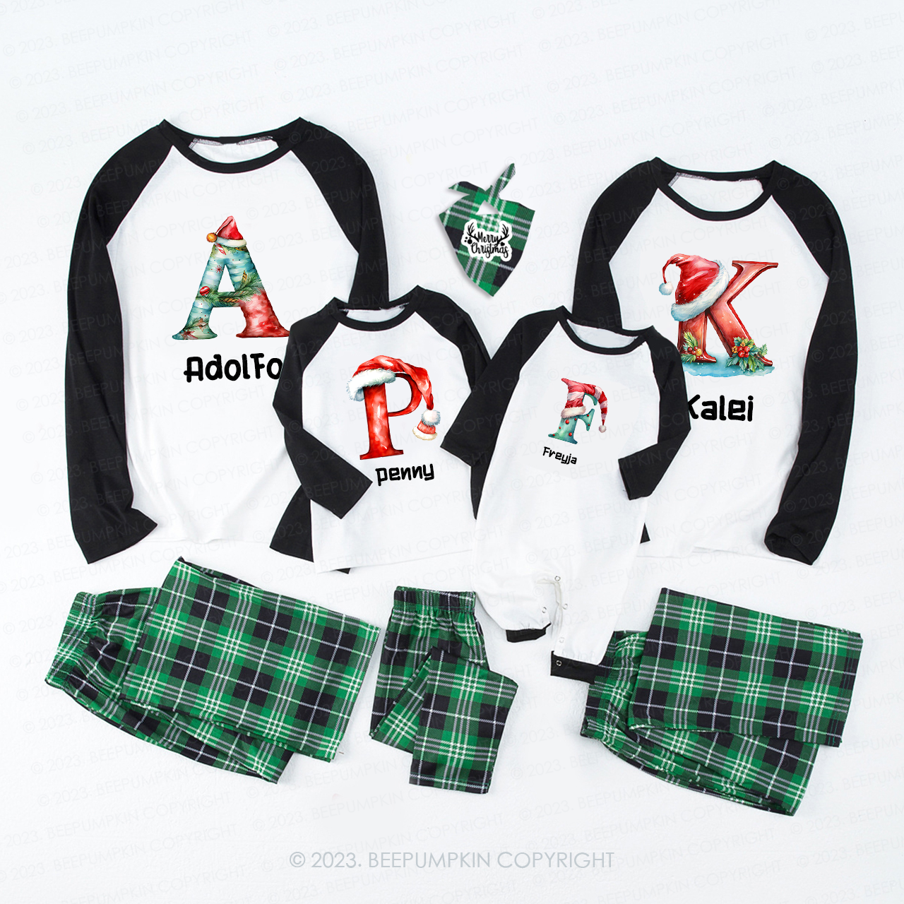 Personalized Christmas Gift Monogrammed Family Pajamas Beepumpkin