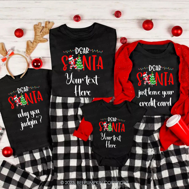 Personalized Crazy Dear Santa Christmas Family Matching Tees Beepumpkin