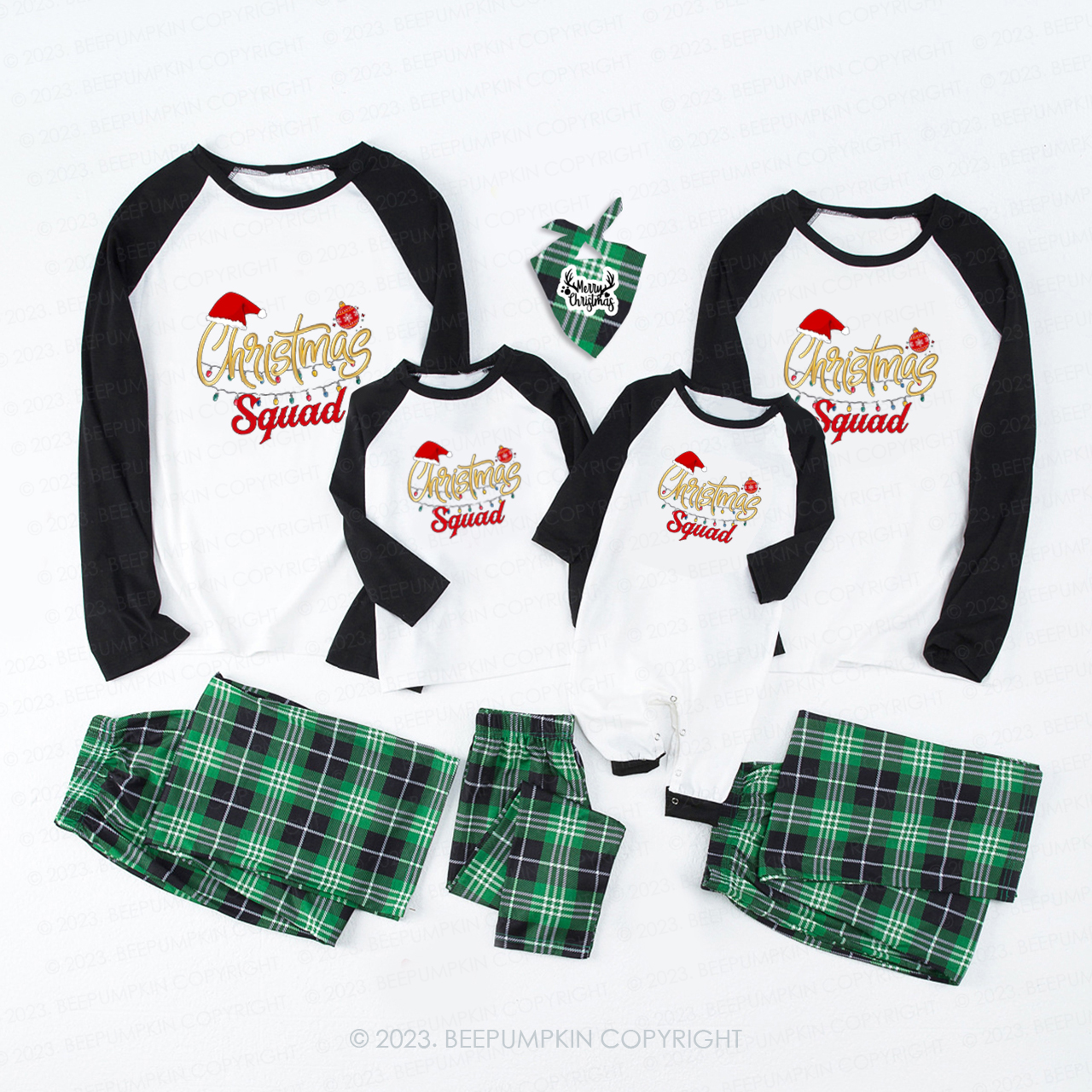 Golden Romantic Christmas Squad Family Match Pajamas Beepumpkin