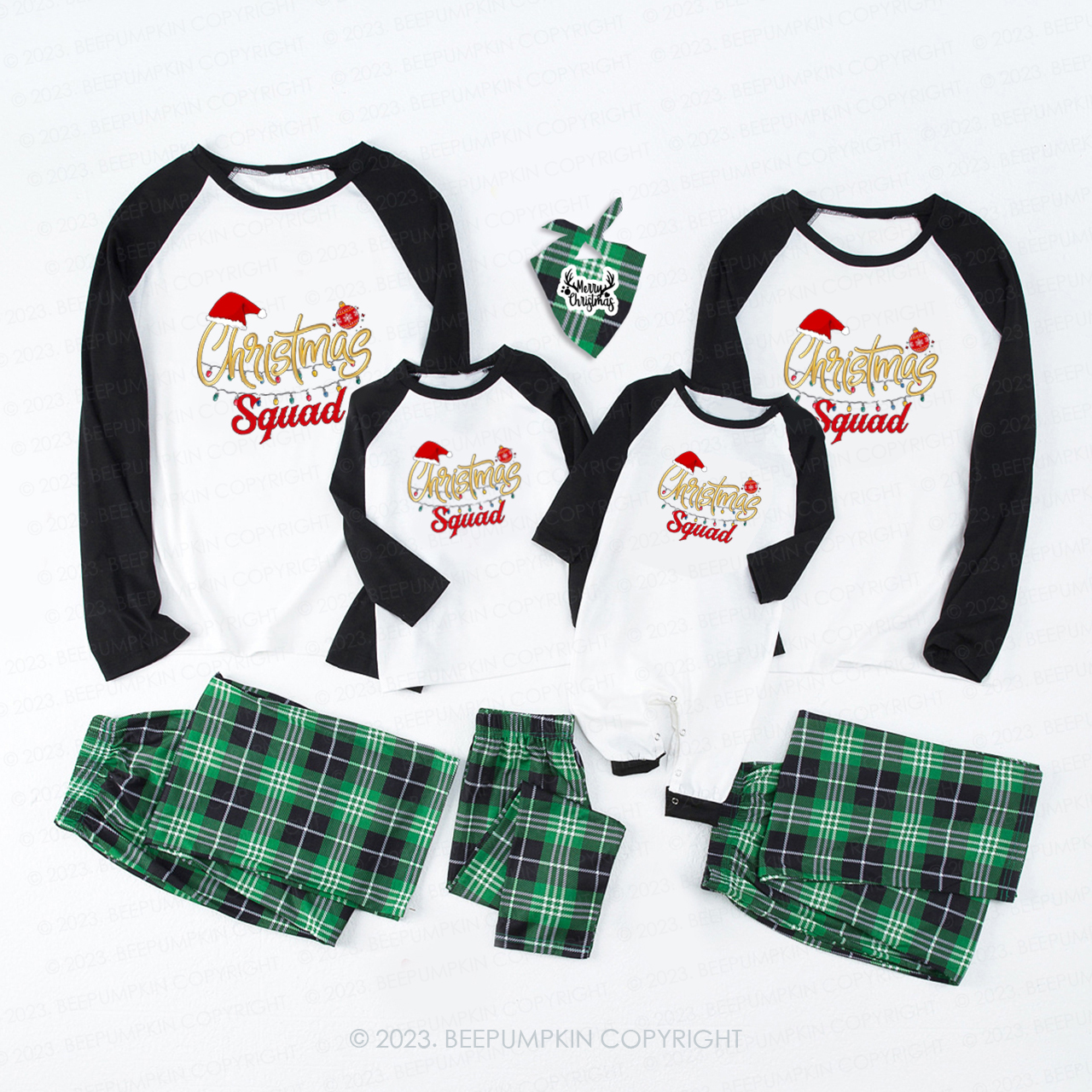 Golden Romantic Christmas Squad Family Match Pajamas Beepumpkin