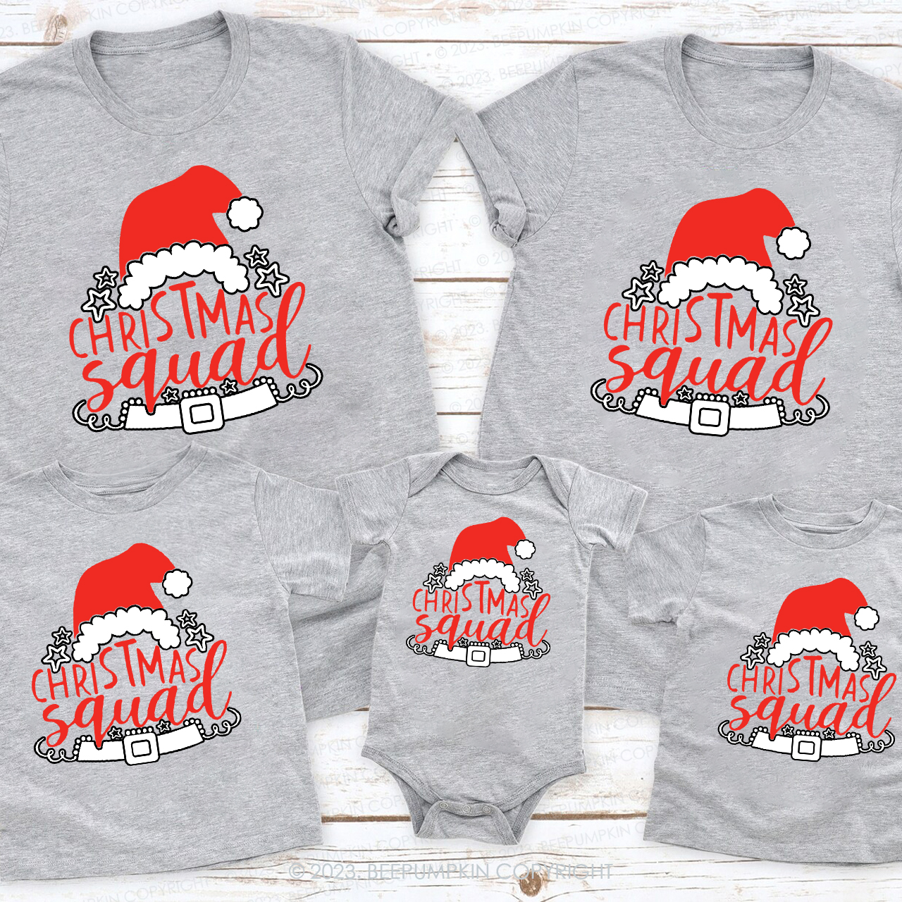 Happy Christmas Squad Family Matching Tees Beepumpkin