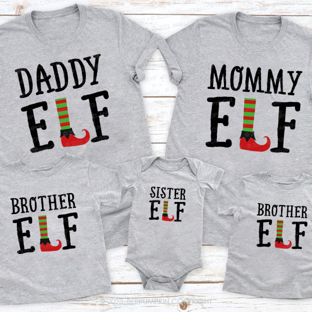 Personalised Christmas ELF Family Matching Tees Beepumpkin
