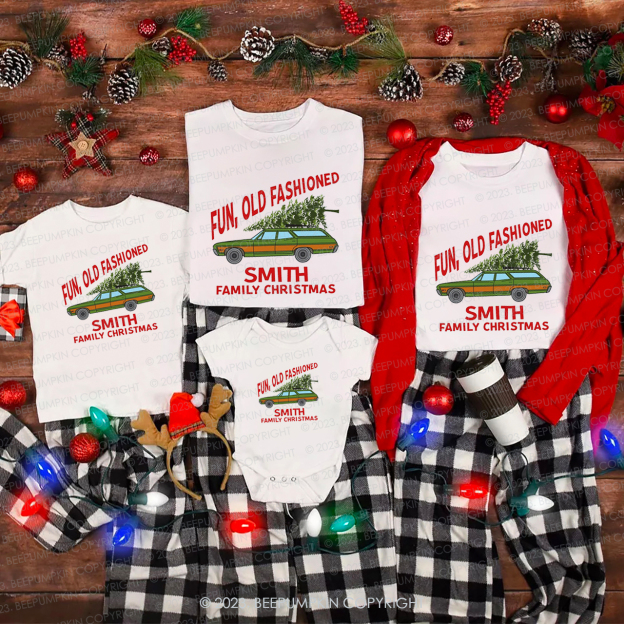 Custom Truck Tree Fun Old Fashioned Family Christmas Shirt