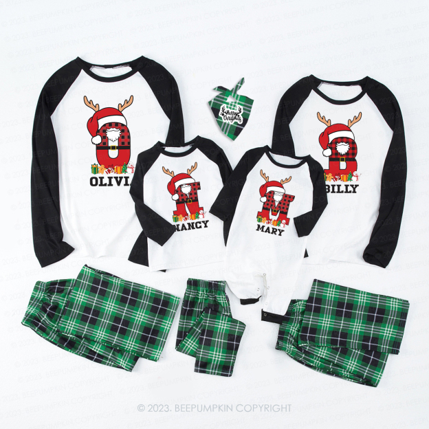 Personalized Alphabet Christmas Family Matching Pajamas