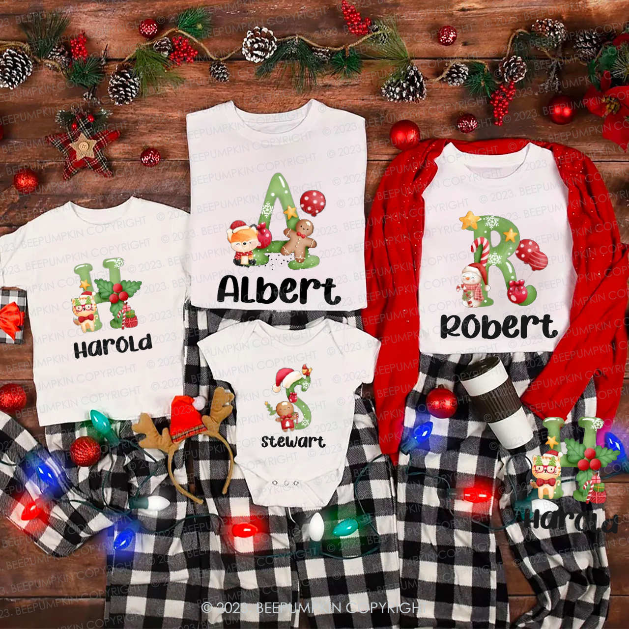 Personalized Happy Life of Cute Christmas Dolls Family T-Shirt