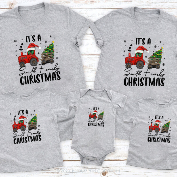 Personalized Matching Family Tractor Christmas Shirt
