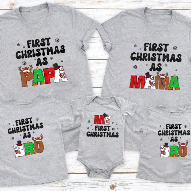 Personalized Bro It's My First Christmas Matching Family Shirt