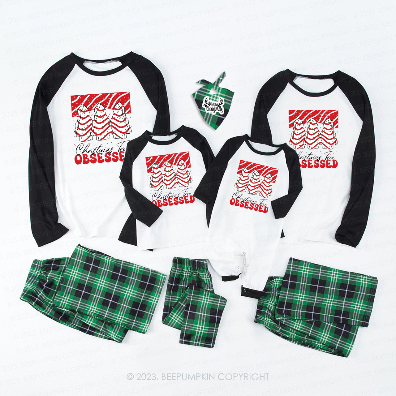 Christmas Tree Junkie Obsessed Retro Matching Pajamas