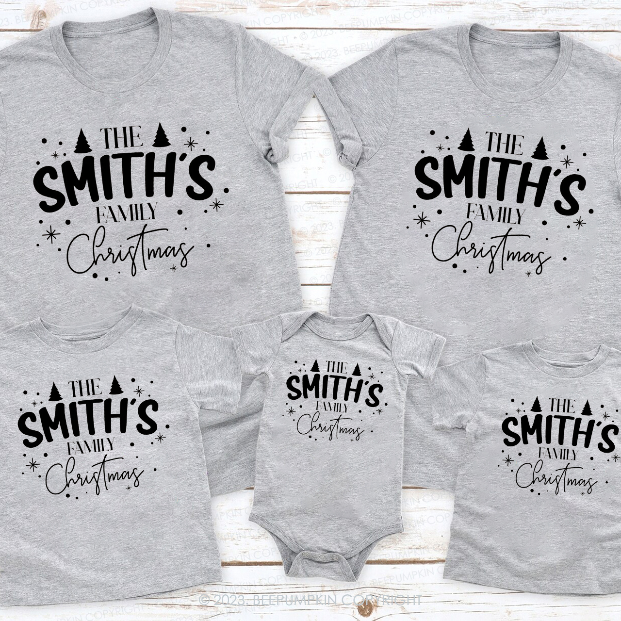 Personalized Custom Family Name Christmas Matching Shirts