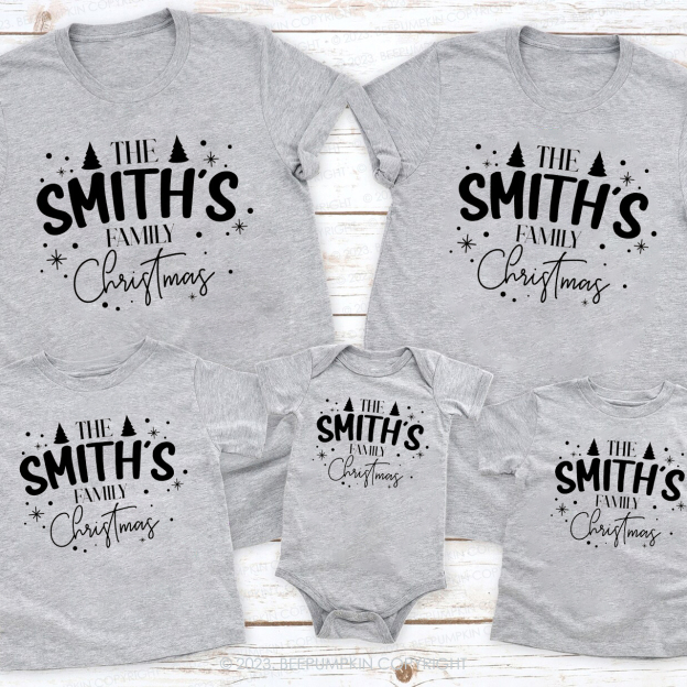Personalized Custom Family Name Christmas Matching Shirts