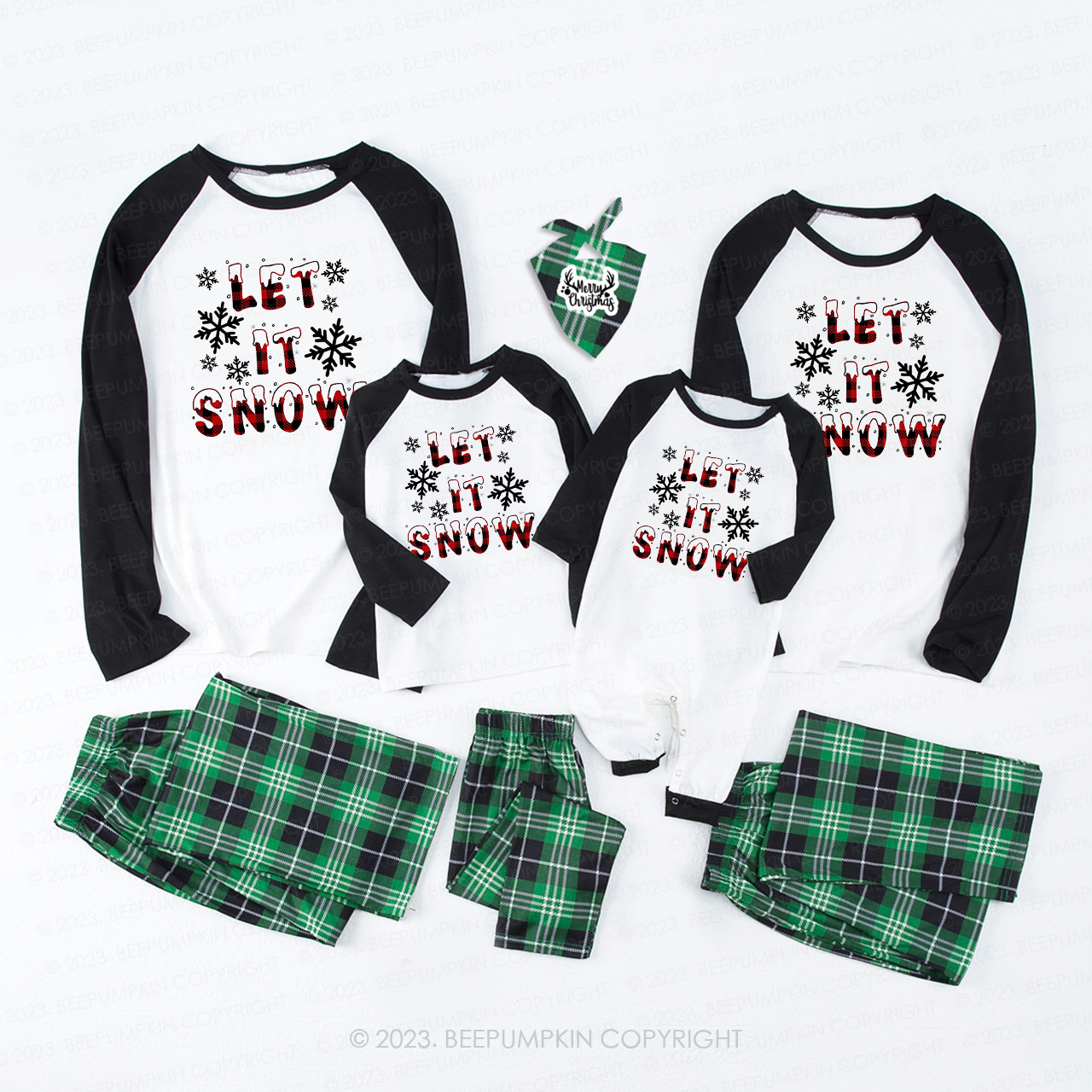 Let It Snow Buffalo Plaid Christmas Matching Pajamas