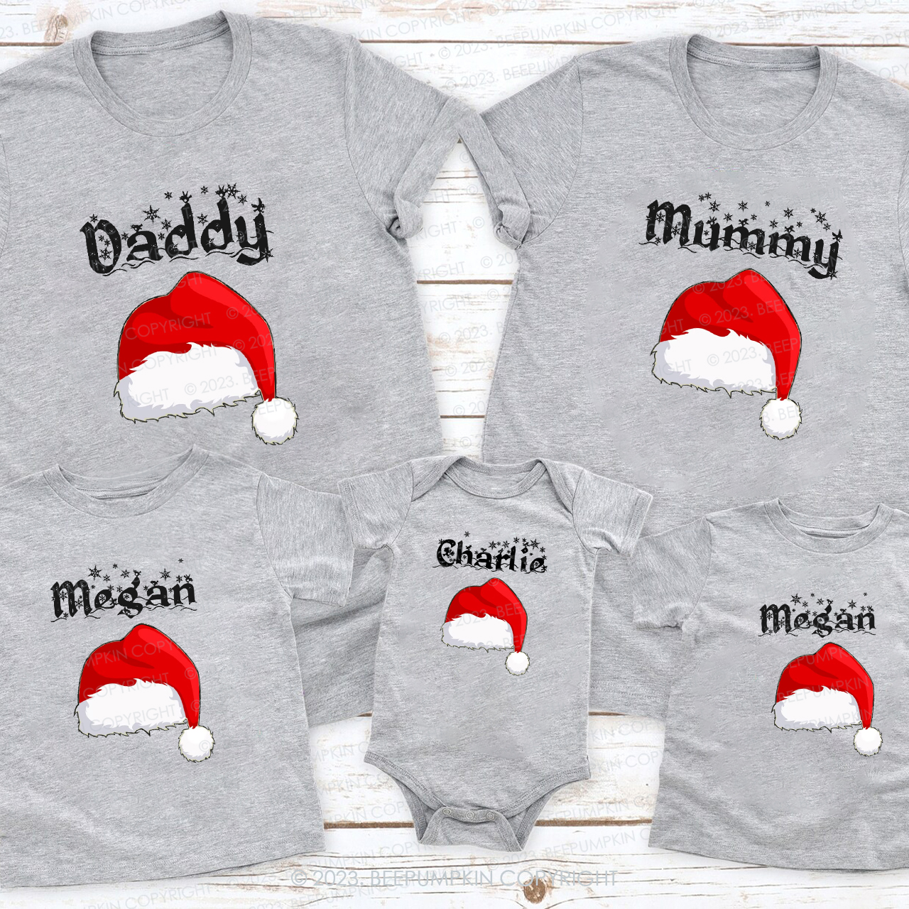 Personalized Santa's Lost Christmas Hat Family Matching Shirts
