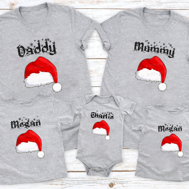 Personalized Santa's Lost Christmas Hat Family Matching Shirts
