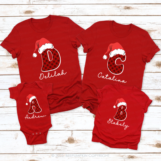 Personalized Monogrammed Christmas Family Shirt With Name
