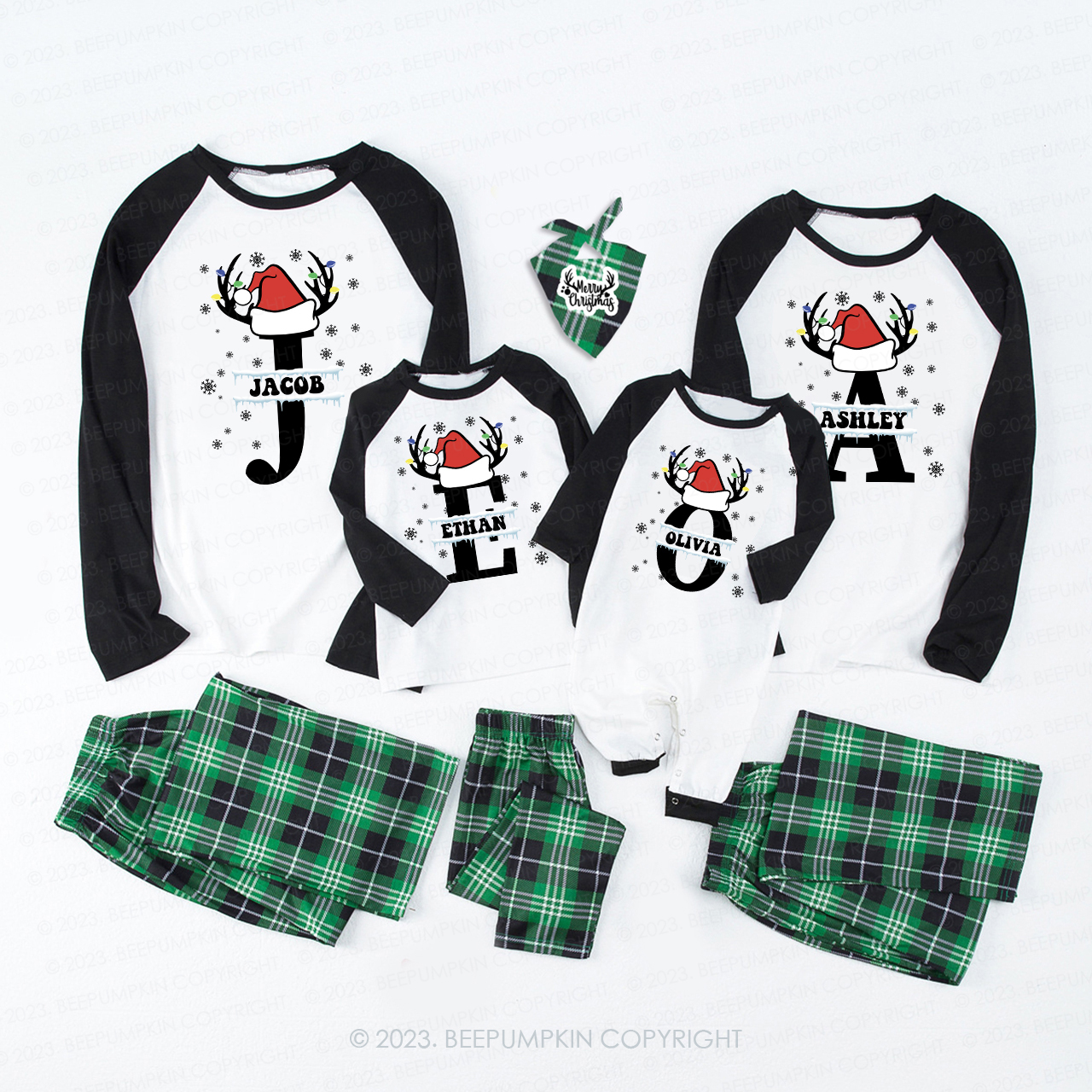 Custom Gift Monogrammed Family Christmas Pajamas