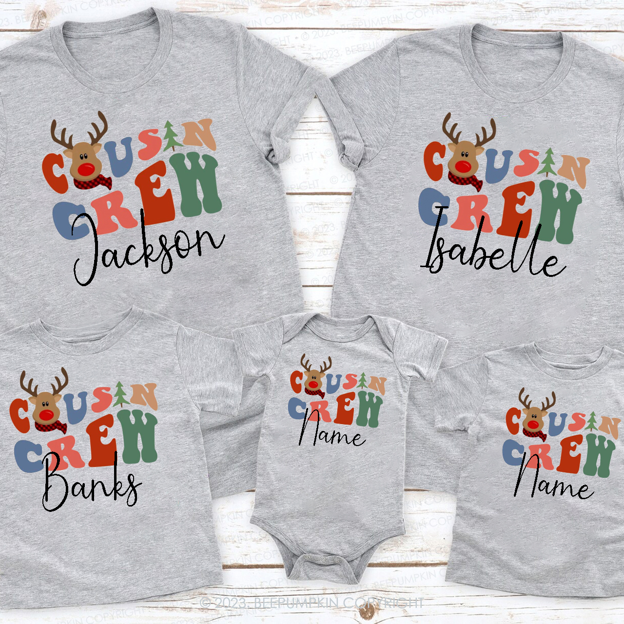 Retro Kids Cousin Crew Christmas Holiday Matching Shirt