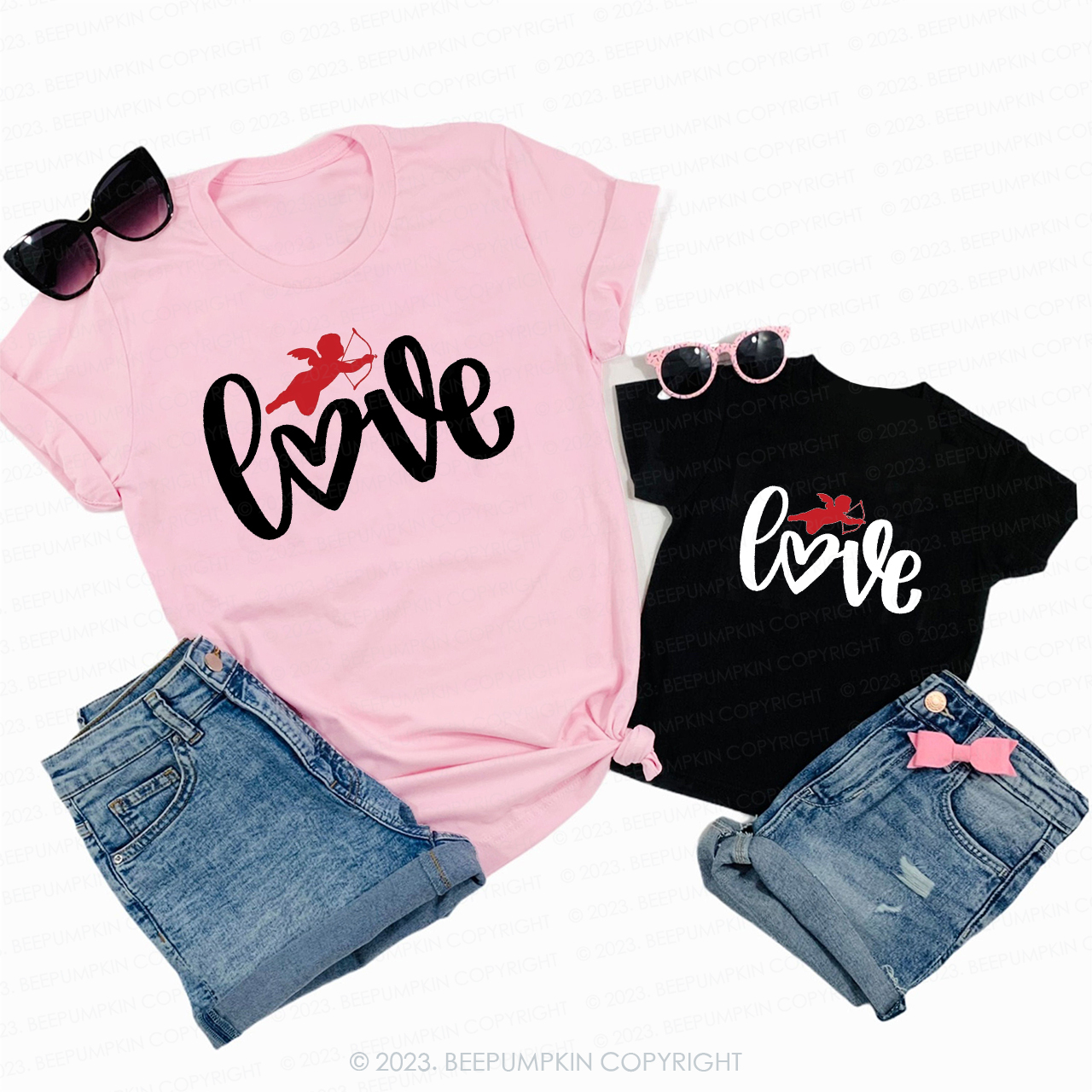 Valentine Cupid Fills the World With Love Family Matching Shirts