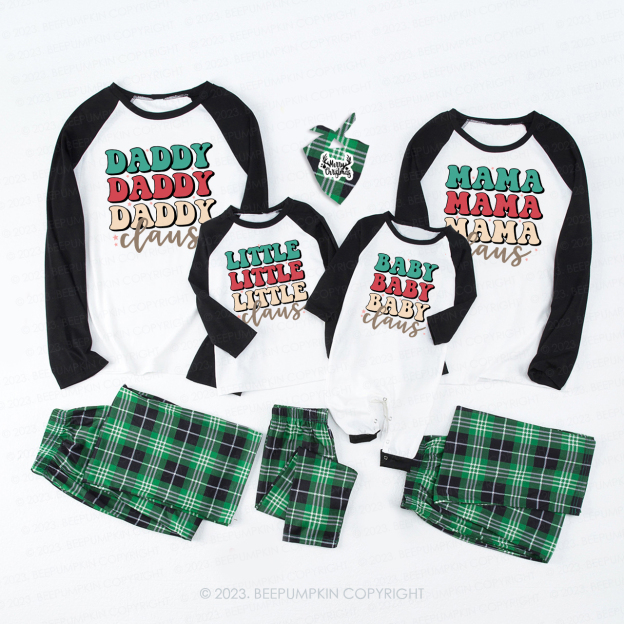 Claus Family Colored Letters Christmas Matching Pajamas