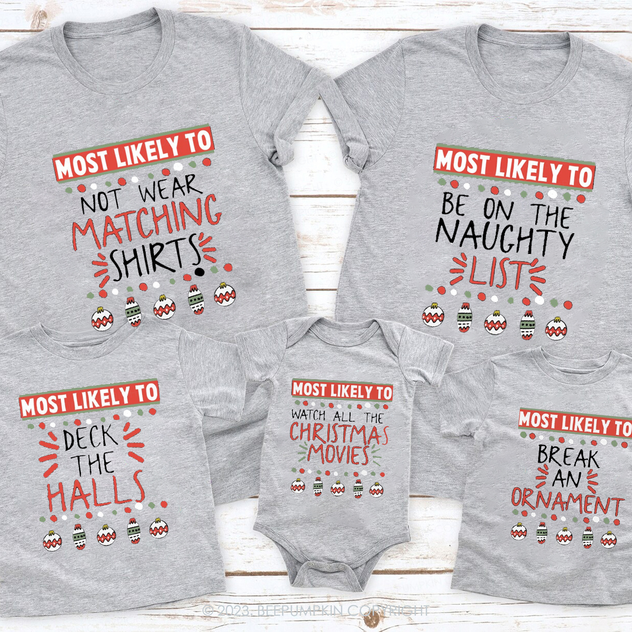 Christmas Most Likely to Under Neon Lights Matching Shirts