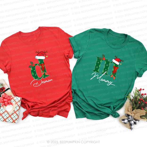 Personalized Lucky Monogrammed Family Christmas Matching Shirts