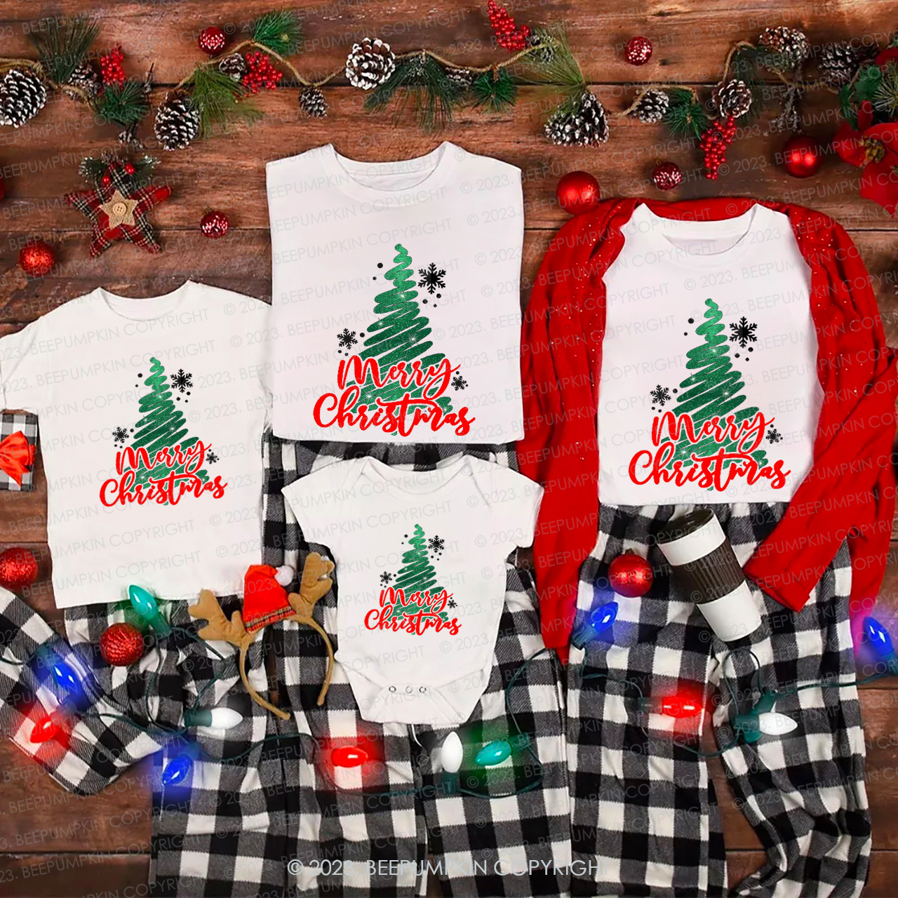 Christmas Tree Scribble Family Matching Shirts