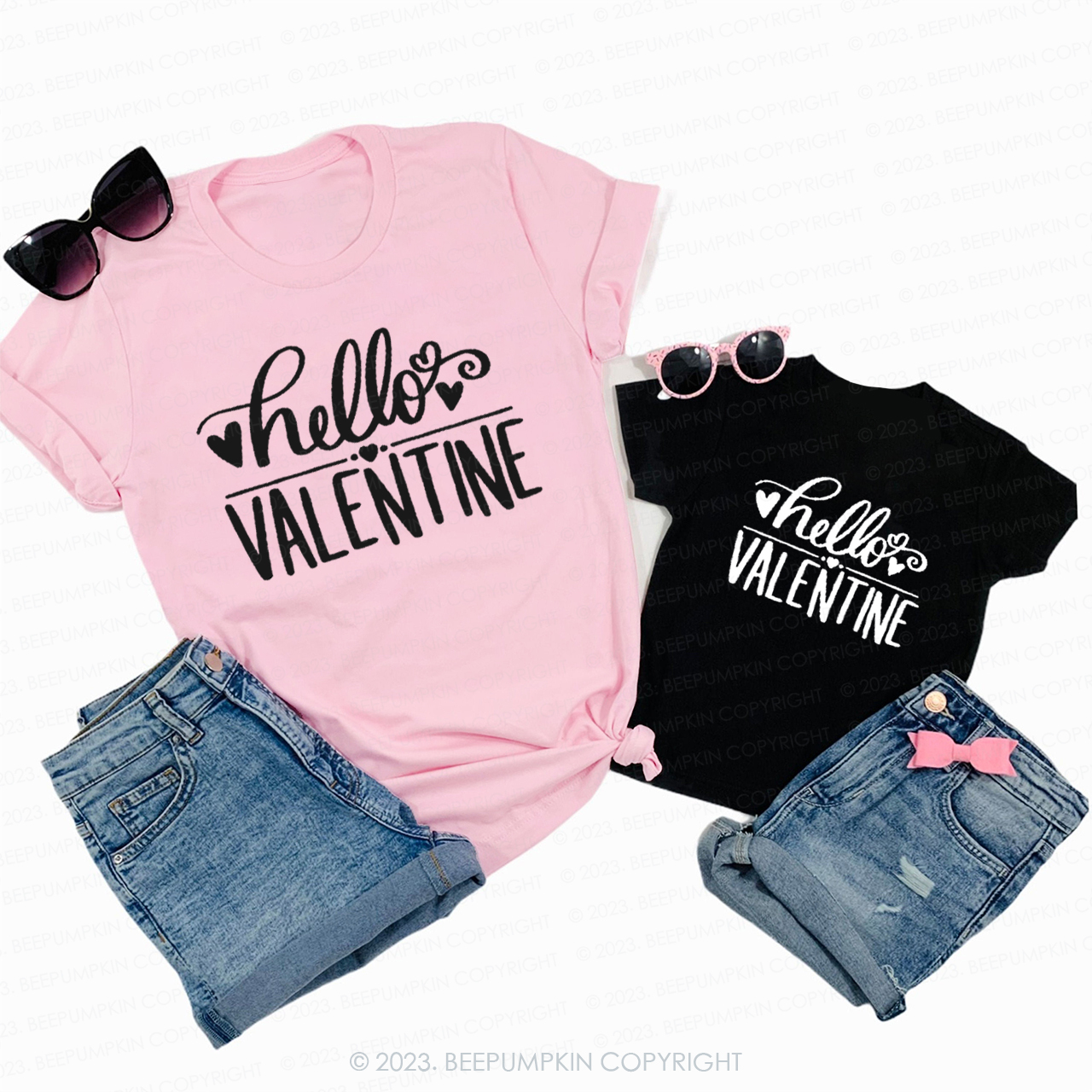 Hello Valentine Love Has No End Family Matching Shirts