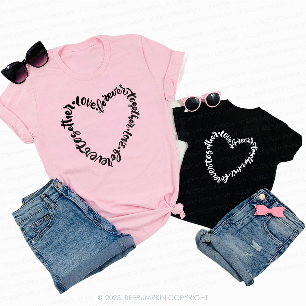 Love Forever Together Valentine Family Matching Shirts